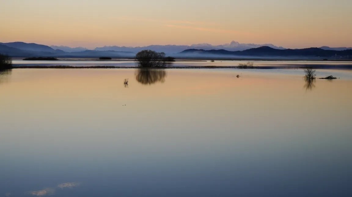 Sunset at Lake Cerknica.