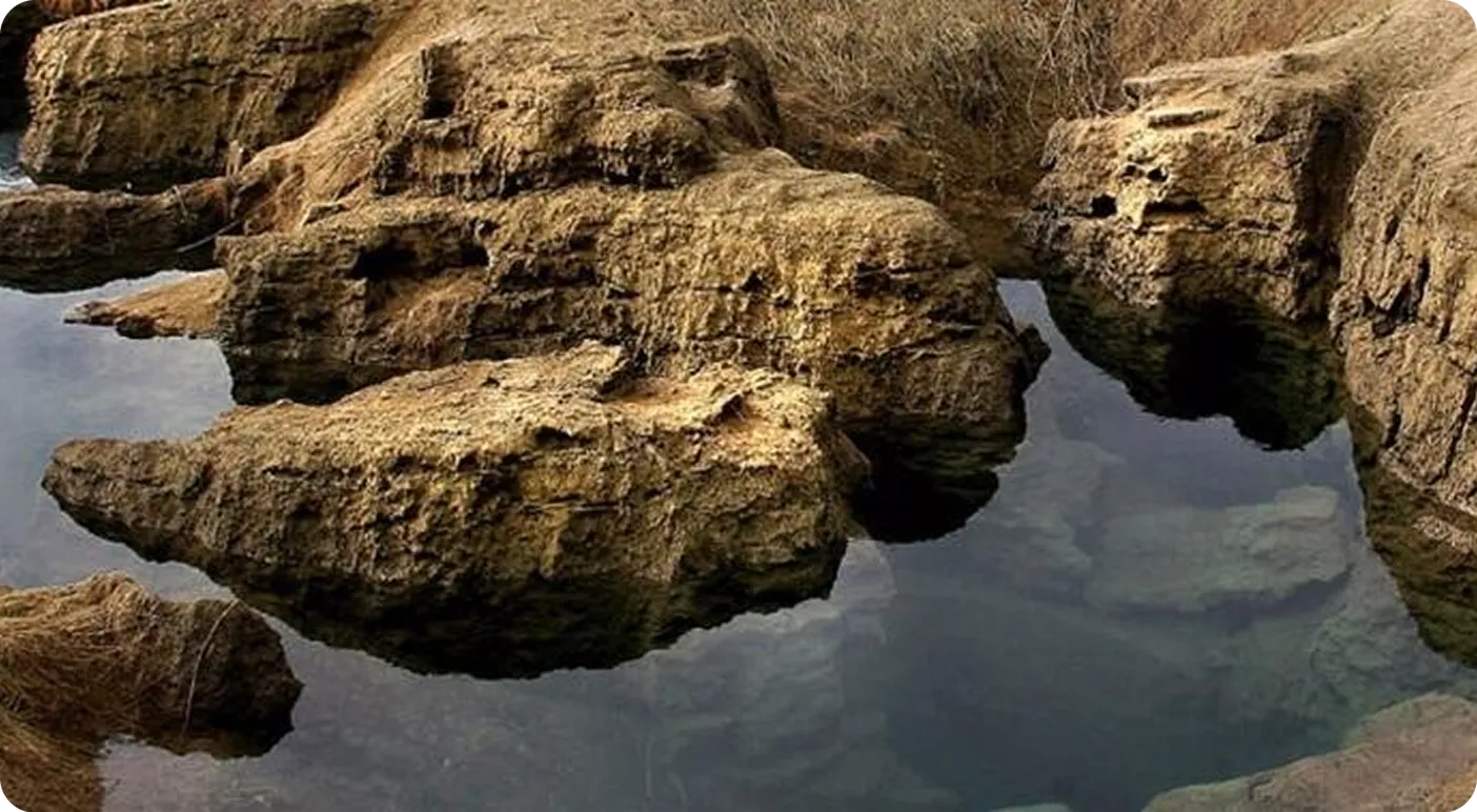 Požiralnik na Cerkniškem jezeru, fotografiran od blizu, v njem je še nekaj vode.
